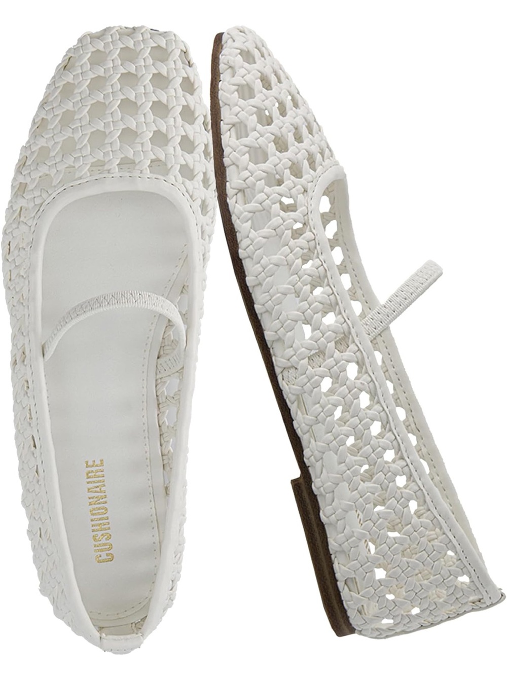 White Woven Mary Jane Loafers